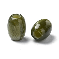 Цвет Оливы Cmолы европейские шарики, большие отверстия баррель бисером, оливковый, 16x12x12 мм, отверстие : 5 мм