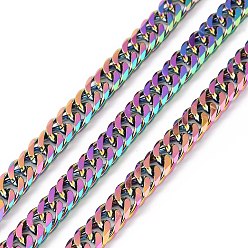 Multi-color 304 Stainless Steel Cuban Link Chains,  Unwelded, Multi-color, 8x6x2mm