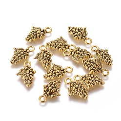 Античное Золото Тибетский стиль сплава античные золотые подвески, без свинца и без кадмия, винограды, 18x12 мм, отверстие : 2.5 мм