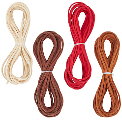 (52) Непрозрачная лаванда 4шт. 4 цвета плоский шнур из искусственной замши, с 1шт. белых подарочных мешочков из органзы на завязках, разноцветные, Шнур: 2.5 мм, около 4.37 ярдов (4 м) / шт, 1 шт / цвет