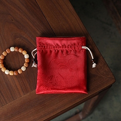 Красный Атласные сумки на шнурке, подарочная упаковка ювелирных изделий мешок для сережек упаковка браслета, прямоугольные, красные, 15x13 см