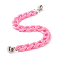 Hot Pink Opaque Acrylic Curb Chain Phone Case Chain, with Brass Screw nut and Iron Screws, for DIY Phone Case Decoration, Hot Pink, 19cm
