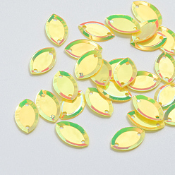 Шампанско-Желтый Украшения аксессуары диск пластик блестка ссылки, блестки бисер, лошадиный глаз , шампанское желтый, 12x7x0.5 мм, Отверстие : 1 мм , около 8000 шт / 500 г