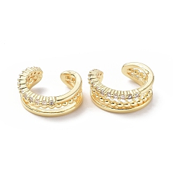 Настоящее золото 18K Серьги-каффы из прозрачного кубического циркония, украшения из латуни для женщин, реальный 18 k позолоченный, 16x7 мм