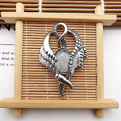 Quartz Crystal Natural Quartz Crystal Pendants, with Antique Silver Zinc Alloy Finding, Wing Charms, 52x35x9mm