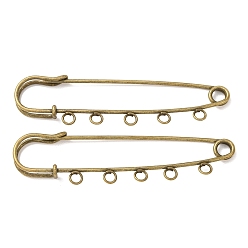 Bronce Antiguo Imperdibles de hierro, piezas para broches, Alfileres para falda escocesa con cinco presillas, chapado en rack, Bronce antiguo, 22x80x6 mm, agujero: 3.5 mm