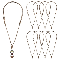 Coconut Brown 30Pcs Waxed Polyester Cord Necklaces Making, with 304 Stainless Steel Jump Rings, Coconut Brown, 13.78~26.38 inch(35~67cm)