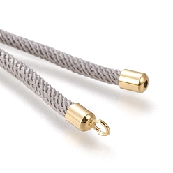 Light Grey Nylon Twisted Cord Bracelet Making, Slider Bracelet Making, with Eco-Friendly Brass Findings, Round, Golden, Light Grey, 8.66~9.06 inch(22~23cm), Hole: 2.8mm, Single Chain Length: about 4.33~4.53 inch(11~11.5cm)