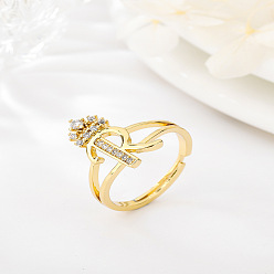 Letter R Латунные микро проложить пальцев кольца кубического циркония, без кадмия, без никеля и без свинца, для женщин, Буква R, размер США 3 (14 мм)