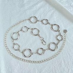 Античное Серебро Цепочка из цинкового сплава и железа в тибетском стиле с витыми кольцами для талии и живота, античное серебро, 1150 мм