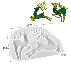 Белый DIY рождественский олень кулон силиконовые формы, формы для литья смолы, для уф-смолы, изготовление ювелирных изделий из эпоксидной смолы, белые, 133x185x8 мм