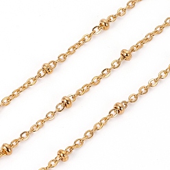 Золотой 304 кабельные цепи из нержавеющей стали, спутниковые сети, пайки, с катушкой, золотые, 2.5x2x0.5 мм, бусины : 3x1.5 мм, около 32.8 футов (10 м) / рулон