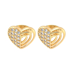 Настоящее золото 14K Серьги-гвоздики из латуни в форме сердца с прозрачным фианитом и паве, реальный 14 k позолоченный, 9x11 мм