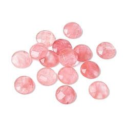 Вишневый Кварц Вишневого кварцевого стекла кабошонов, граненые, плоско-круглые, 10.5~11x3.5 мм
