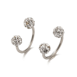 Нержавеющая Сталь Цвет 304 украшения для пирсинга из нержавеющей стали, Круглая/подковообразная штанга из полимерной глины, кристаллов и стразов для женщин, цвет нержавеющей стали, 11.5x12 мм, штифты : 0.8 мм