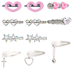 (52) Непрозрачная лаванда 11шт железные заколки для волос, с пластиковыми и эмалированными аксессуарами для волос для девочек, разноцветные, 23.5~88 мм