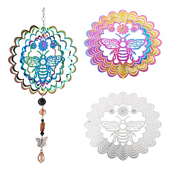 (52) Непрозрачная лаванда 2 шт. 2 цвета 201 соединительные элементы/звенья из нержавеющей стали, полый цветок с пчелами, гравированные металлические украшения, разноцветные, 100x0.3 мм, отверстие : 1.5 мм, 1 шт / цвет