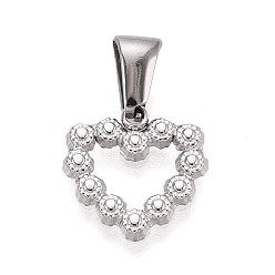 Нержавеющая Сталь Цвет 303 подвески из нержавеющей стали, сердце прелести, цвет нержавеющей стали, 12.5x12.5x1.5 мм, отверстие : 6.5x2.5 мм