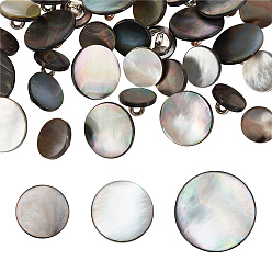 (52) Непрозрачная лаванда 30шт. 3 стили 1-отверстие ракушка хвостовик пуговицы, со сплавочной фурнитурой, плоско-круглые, разноцветные, 10~15x2~2.5 мм, отверстие : 2.5~3x2~2.5 мм, 10 шт / стиль