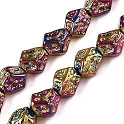 Разноцветный Стеклянные бусины с гальваническим покрытием , самородки, красочный, 13.5~14x13~13.5x10 мм, отверстие : 1 мм, около 45 шт / нитка, 24.21 дюйм (61.5 см)