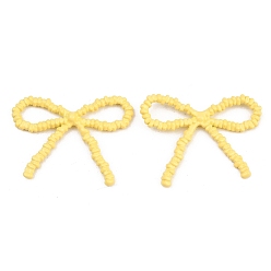 Yellow Spray Painted Alloy Pendants, Bowknot Charms, Cadmium Free & Nickel Free & Lead Free, Yellow, 29x38x4mm, Hole: 13x6mm