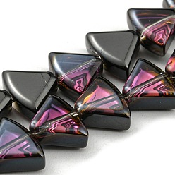 Черный Полупокрытые гальваническим способом прозрачные стеклянные бусины, вентилятор, чёрные, 8x10.5x4 мм, отверстие : 1 мм, около 80 шт / нитка, 25.51 дюйм (64.8 см)