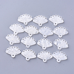 Creamy White Cellulose Acetate(Resin) Chandelier Component Links, Fan, Creamy White, 14.5~15.5x20x2.5mm, Hole: 1.8~2mm
