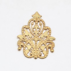 Golden Brass Flower Filigree Findings, Golden, 49x35x1mm