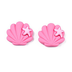 Ярко-Розовый Непрозрачные кабошоны из смолы, оболочка, ярко-розовый, 15.5x17x6 мм