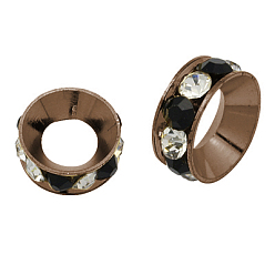 Разноцветный Латунные бусины разделители для поставки стразов, класс А, рондель, Красный цвет металлической меди, красочный, 9x4 мм, отверстие : 4 мм