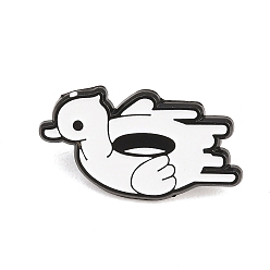 Утка Сплав эмали булавки, черные застежки для значков на лацканах для рюкзаков и одежды, белые, утка, 14x25.5 мм