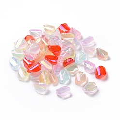 Mixed Color Transparent Acrylic Imitation Jelly Beads, Twist Oval, Mixed Color, 15x13x6mm, Hole: 2.5mm