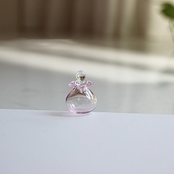 Бледно-Розовый Миниатюрная стеклянная бутылка, с крышкой, аксессуары для кукольного домика с микро-ландшафтом, притворяясь опорными украшениями, розовый жемчуг, 22x19 мм
