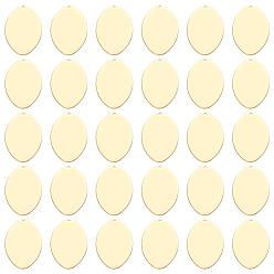 Golden Brass Pendants, Oval, Stamping Blank Tag, Golden, 26x18x0.7mm, Hole: 1mm, 30pcs/box