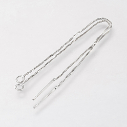 Platinum Brass Chain Stud Earring Findings, Ear Threads, Platinum, 93mm, Pin: 0.5mm