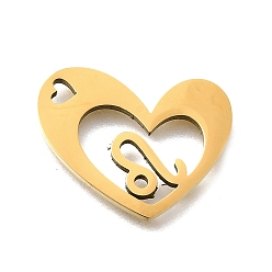 Лео 201 подвески из нержавеющей стали, лазерная резка, сердце с подвеской в виде созвездия, золотые, Лев, 17x21.5x1.5 мм, отверстие : 1.6x2.6 мм