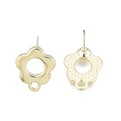 Light Gold Сплав серьги выводы, с горизонтальными петлями и 304 штифтами из нержавеющей стали, цветок, без кадмия, без никеля и без свинца, золотой свет, 13x11 мм, отверстие : 1.6 мм, штифты : 0.7 мм