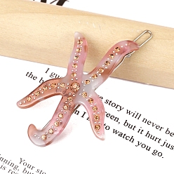 Pink Заколки для волос из ацетата целлюлозы со стразами, морская звезда, розовые, 60 мм