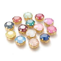 (52) Непрозрачная лаванда Шить на горный хрусталь, стиль мокко, стекло горный хрусталь, с золотыми тонами латунных зубьев, аксессуары для одежды, квадратный, разноцветные, 15x15x8.5 мм, отверстие : 1.2 мм, длина диагонали: 15.5 мм