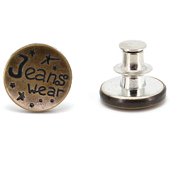 Word Alloy Button Pins for Jeans, Nautical Buttons, Garment Accessories, Round, Word, 17mm