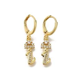 Letter L Серьги-кольца из латуни с прозрачным кубическим цирконием, реальный 18 k позолоченный, Письмо L, 30 мм, подвески: 17.5x6x2 мм