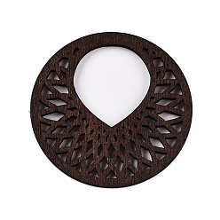 Седло Коричневый Кулоны из натурального тополя, окрашенные, круглый со слезой, седло коричневый, 44.5x2 мм, отверстие : 21x24 мм