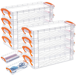 Оранжевый Прямоугольный пластиковый пенал, настольный органайзер для канцелярских принадлежностей, оранжевые, 216x100x46.5 мм, внутренний диаметр: 193x84 мм