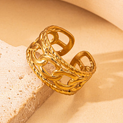 Золотой 201 манжетные кольца из нержавеющей стали с овальными звеньями, золотые, размер США 12 3/4 (22 мм)