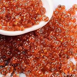 Оранжево-Красный Бисер из стекла , прозрачные цвета блеск, арахис, оранжево-красный, 3~3.5x6x3 мм, отверстие : 1.2 мм, Около 4500 шт / фунт