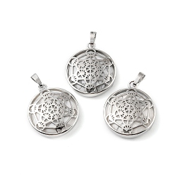 Говлит Природные подвески Говлит, с реечной обшивкой латунными выводами, без кадмия и без свинца, плоский круглый со звездными подвесками, 32~32.5x27.5~28x7 мм, отверстие : 8.5x5 мм