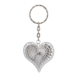 Сердце Латунная подвеска брелок, с железными разрезными брелоками, платина, сердце, 8.9 см