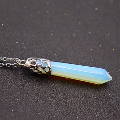 Опал Ожерелья с подвесками в виде пули из опалита, пуля голова, ожерелья-цепочки из сплава, платина, 15.75 дюйм (40 см)