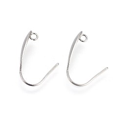 Stainless Steel Color Tarnish Resistant 304 Stainless Steel Earring Hooks, with Horizontal Loop, Stainless Steel Color, 18x13.5x4.5mm, 5 Gauge, Hole: 1.6mm