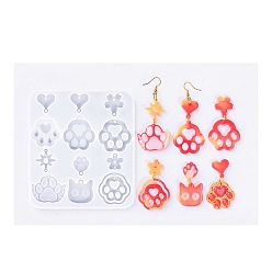 Белый Формы для подвесок своими руками, формы для литья смолы, для уф-смолы, изготовление изделий из эпоксидной смолы, отпечаток лапы, белые, 114.5x103x4.5 мм